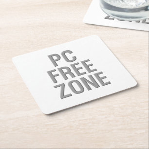 PC Free Zone white paper coasters