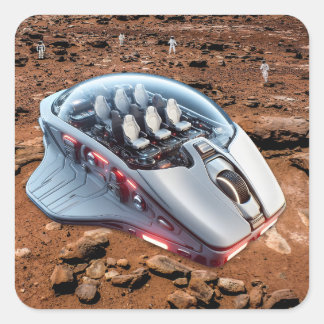 PC Mouse–Spacecraft: Scroll on Mars – Mission 01. Square Sticker