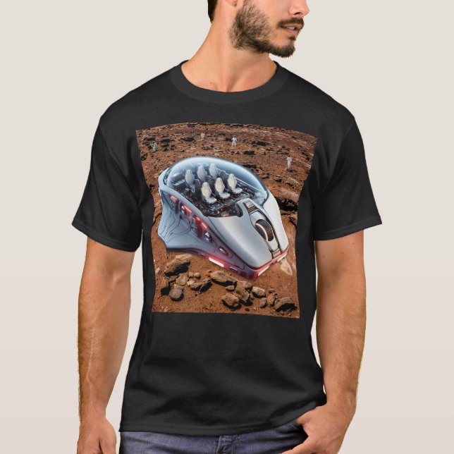 PC Mouse–Spacecraft: Scroll on Mars – Mission 01. T-Shirt (Front)