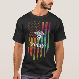 PCA Caduceus American Flag USA Heartbeats Nurse We T-Shirt