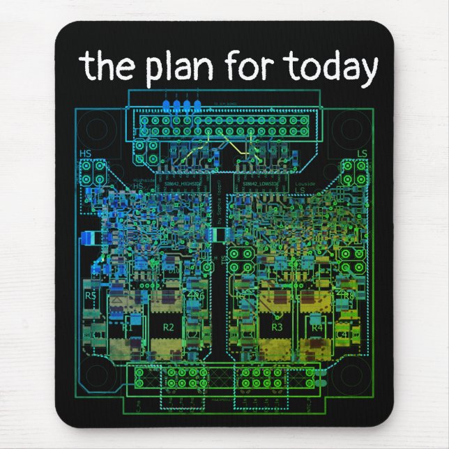 PCB Printed Circuit Board Platinen-Shirt mit Plan Mouse Mat (Front)