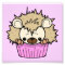 PCH CUTE CARTOON PASTEL PINK HEDGEHOG CUPCAKE HAPP