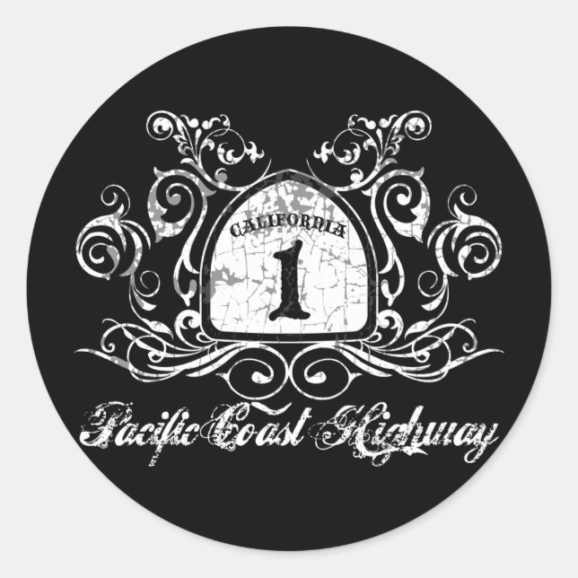 PCH Highway Sign Classic Round Sticker (Front)