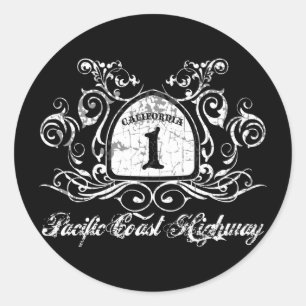 PCH Highway Sign Classic Round Sticker
