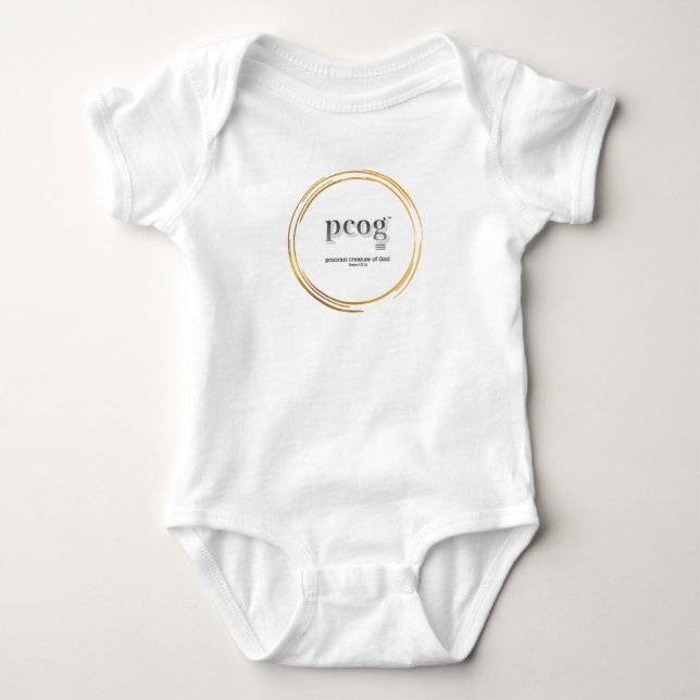pcog baby bodysuit WHISPY GOLD CIR words+scripture (Front)