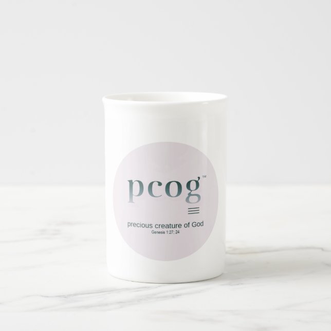 pcog round full msg; color film;  bone china mug (Front)