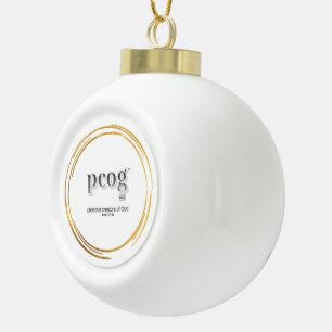 pcog WHISPY GOLD CIRCLES with phrase & scripture Ceramic Ball Christmas Ornament