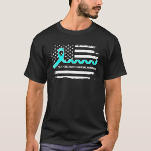 PCOS Awareness American Flag   Teal Ribbon T-Shirt