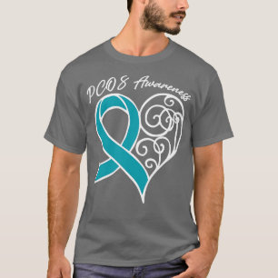 PCOS Awareness Heart Ribbon Gift Valentines Day In T-Shirt