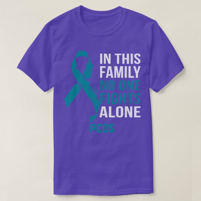 PCOS Awareness No One Fights Alone Hope For A Cure T-Shirt (Design Front)