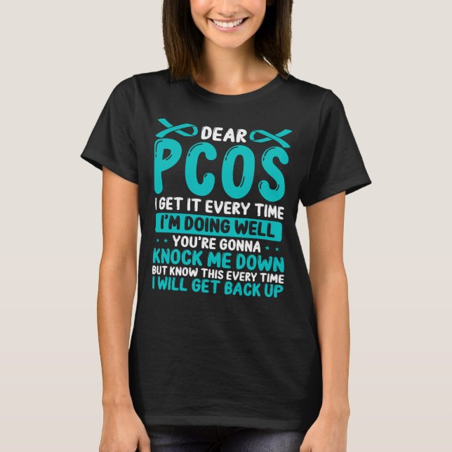 PCOS Awareness Ovary Syndrome PCOS Ribbon T-Shirt (Front)