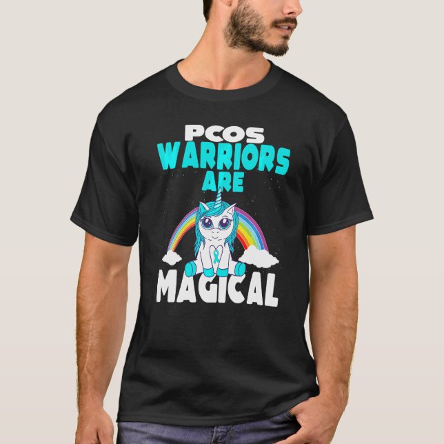 Pcos Awareness Ovary Syndrome Warriors Are Magical T-Shirt (Front)