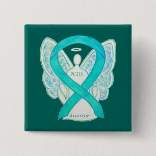 PCOS Awareness Ribbon Angel Custom Art Pin