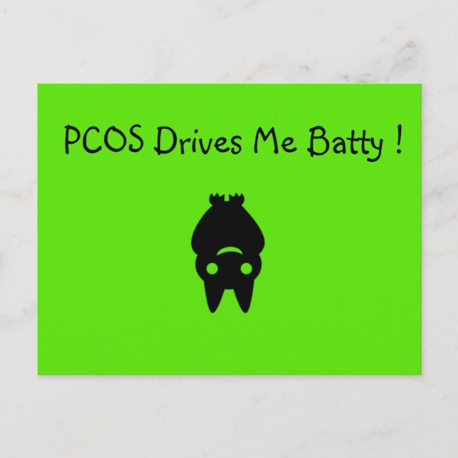 PCOS Drives Me Batty Halloween Postcard (Front)