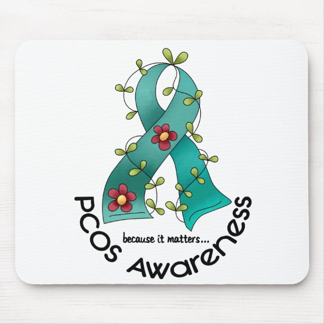 PCOS Flower Ribbon Mouse Mat (Front)