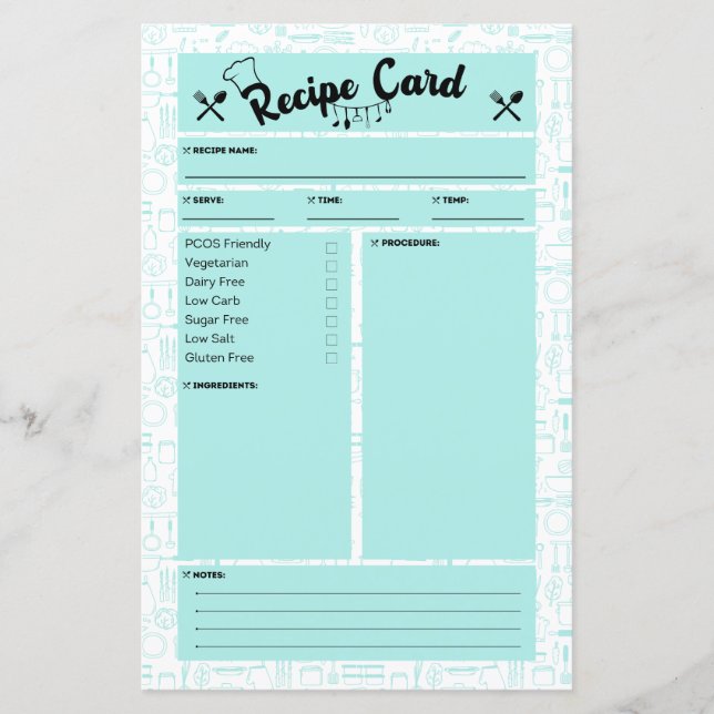 PCOS Friendly Recipe Card (Front)