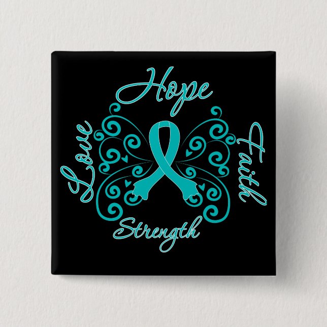 PCOS Hope Motto Butterfly 15 Cm Square Badge (Front)