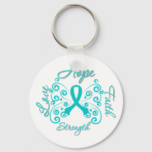 PCOS Hope Motto Butterfly Key Ring