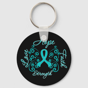 PCOS Hope Motto Butterfly Key Ring