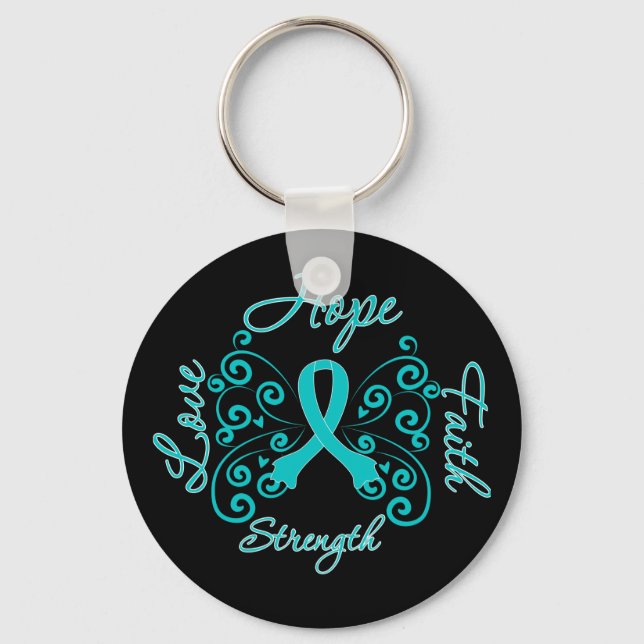PCOS Hope Motto Butterfly Key Ring (Front)