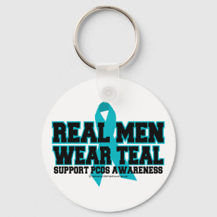PCOS Real Men Wear Teal Key Ring