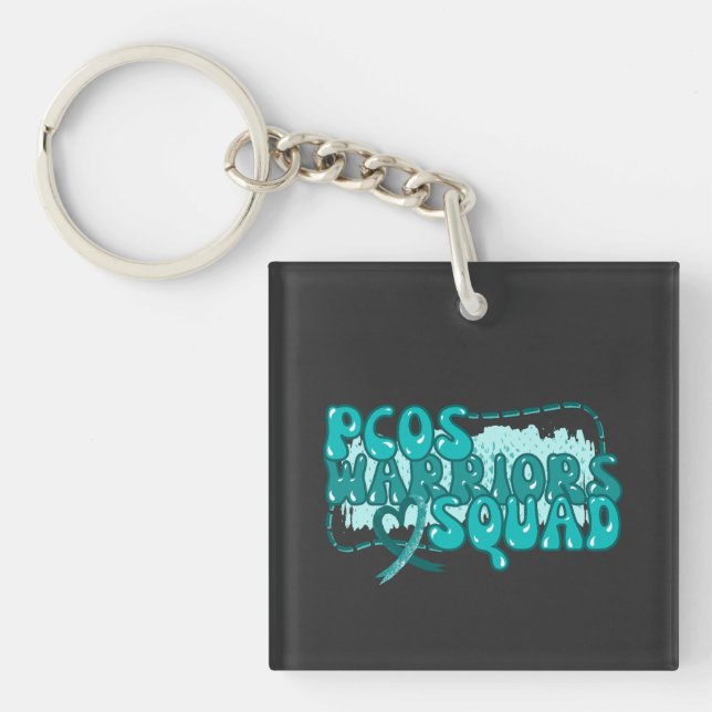 PCOS WARRIORS SQUAD Polycystic Ovary Syndrome Key Ring (Front)