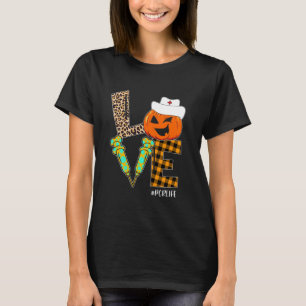 PCR Nurse Leopard Pumpkin Halloween Love Nurse Lif T-Shirt
