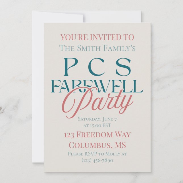 PCS Farewell Party - Modern Military Going Away Invitation (Front)