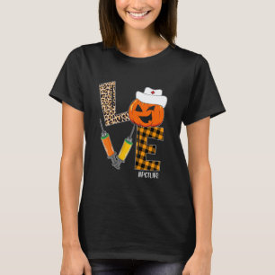 PCT Nurse Halloween Pumpkin Leopard Love Nurse Lif T-Shirt