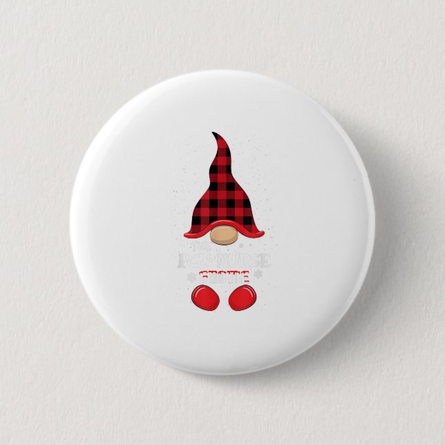 PCU Nurse Gnome Buffalo Plaid Matching Christmas 6 Cm Round Badge (Front)