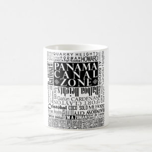 PCZ – Panama Canal Zone Locations in Black Coffee Mug