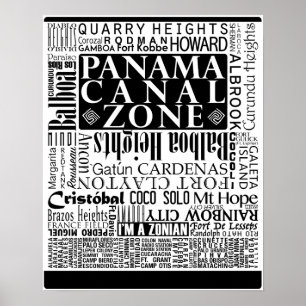 PCZ – Panama Canal Zone Locations w/ Border Poster