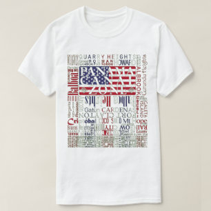 PCZ – Panama Canal Zone Locations with Colours T-Shirt