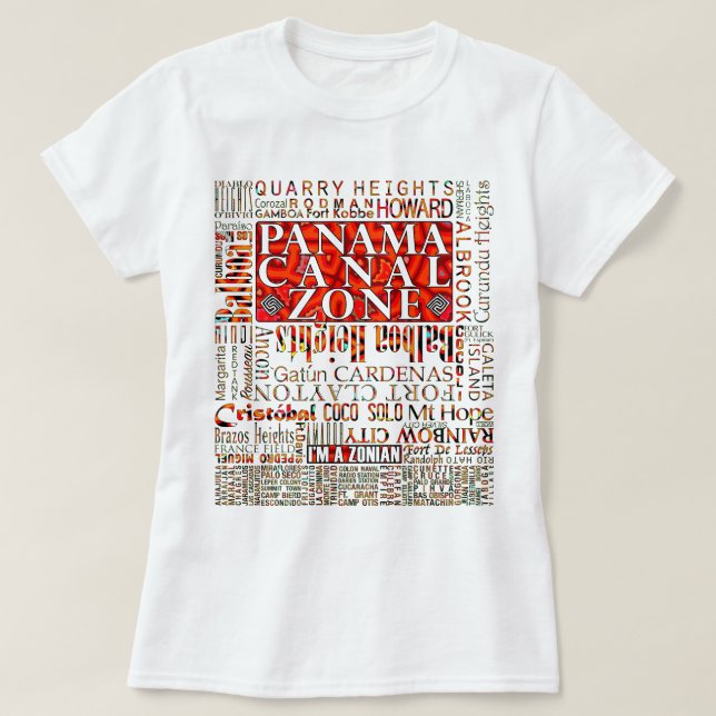 PCZ – Panama Canal Zone Locations wth Mola Design T-Shirt (Design Front)