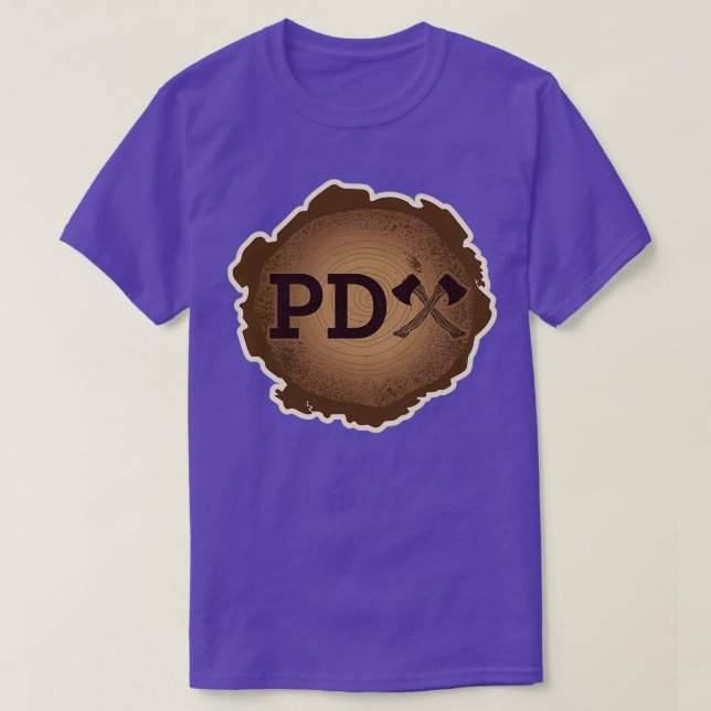 PD Axe on Wood Grain T-Shirt (Design Front)