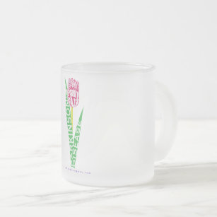 PD Wordy Tulip Frosted Glass Coffee Mug