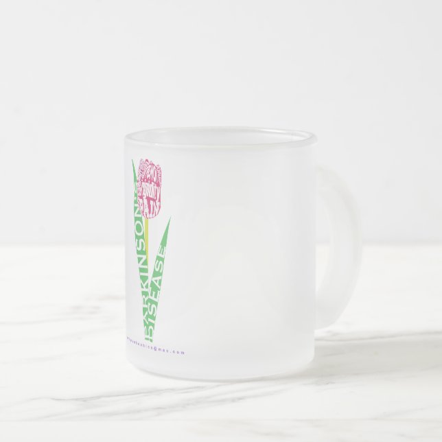 PD Wordy Tulip Frosted Glass Coffee Mug (Front Right)