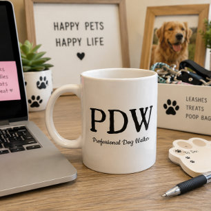“PDW Professional Dog Walker” Funny Dog Lover Gift Large Coffee Mug