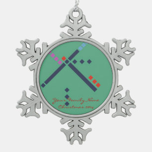 PDX Airport Carpet Snowflake Pewter Christmas Ornament