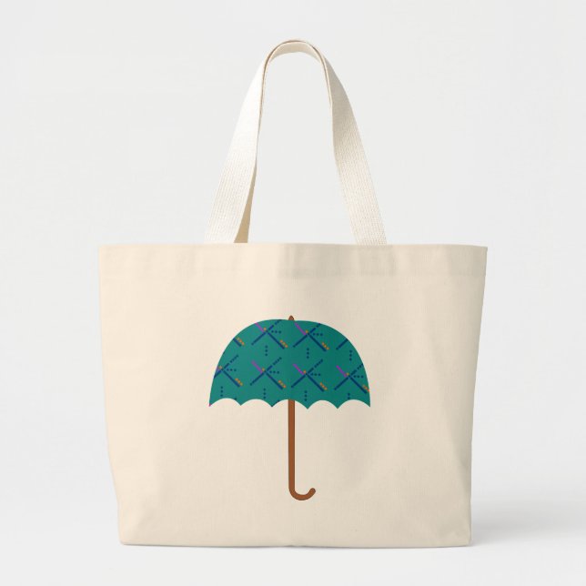 PDX Airport Carpet Umbrella Large Tote Bag (Front)