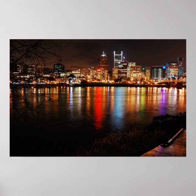 PDX City Skyline at night Poster (Front)