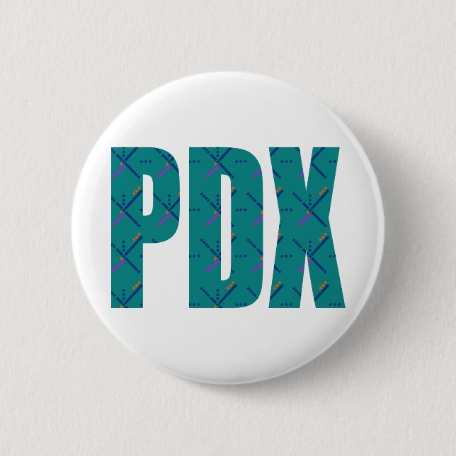 PDX Portland Airport Carpet Text 6 Cm Round Badge (Front)