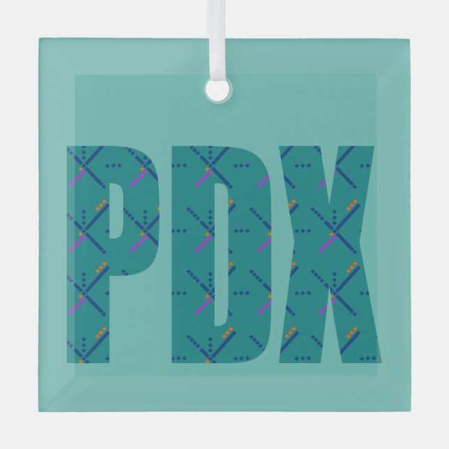 PDX Portland Airport Carpet Text Glass Tree Decoration (Front)