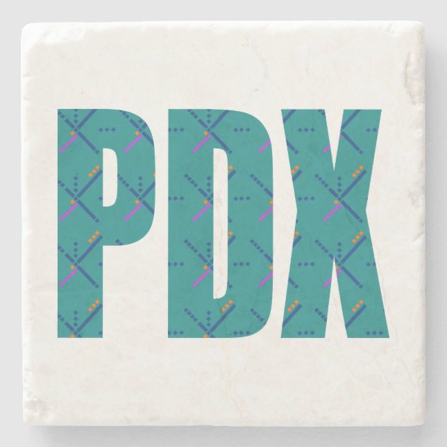 PDX Portland Airport Carpet Text Stone Coaster (Front)