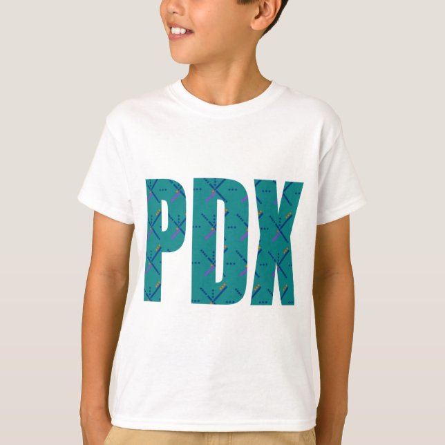 PDX Portland Airport Carpet Text T-Shirt (Front)