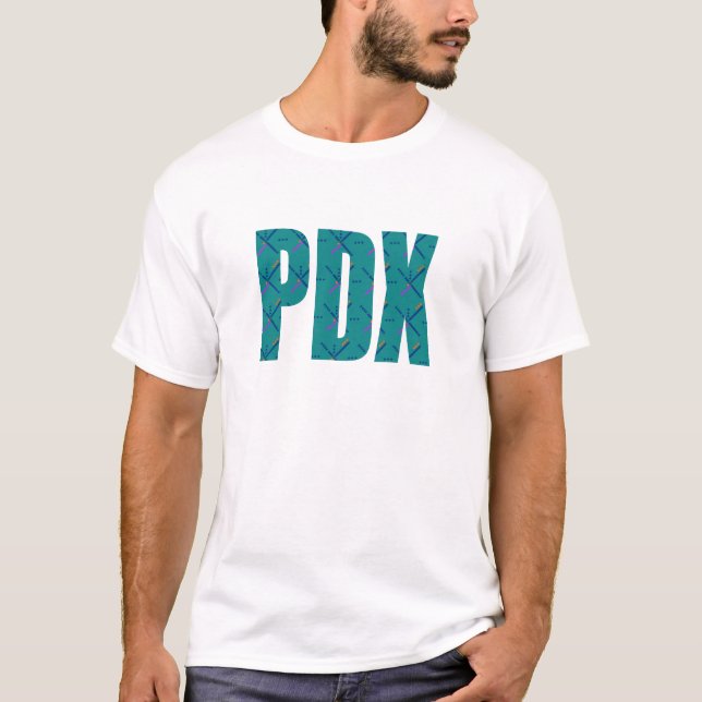 PDX Portland Airport Carpet Text T-Shirt (Front)