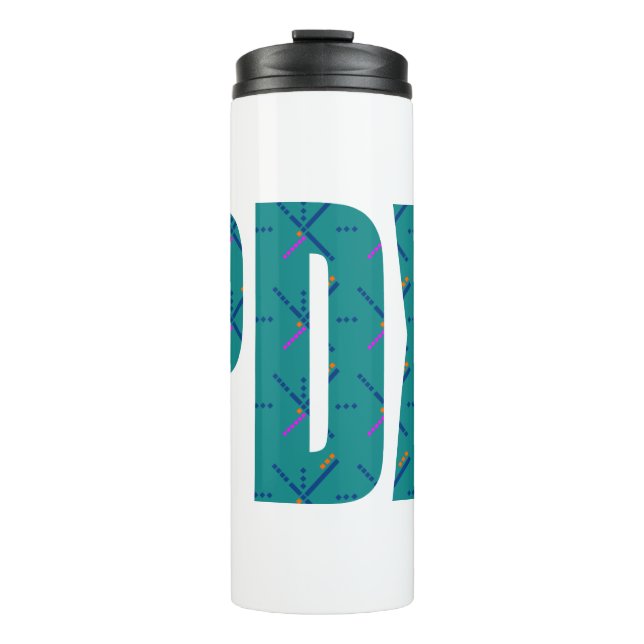 PDX Portland Airport Carpet Text Thermal Tumbler (Front)