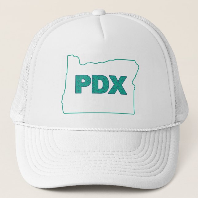PDX Portland Airport Carpet Trucker Hat. Hat (Front)