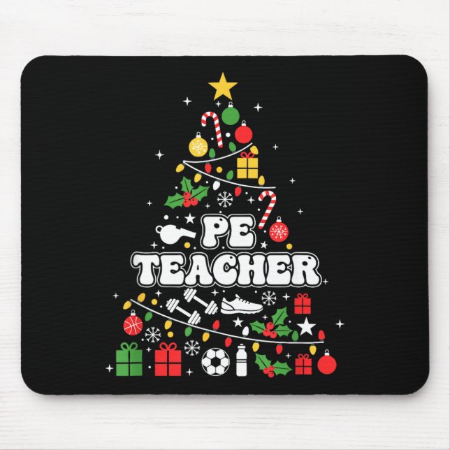 Pe Physical Education Teacher Christmas Tree Women Mouse Mat (Front)