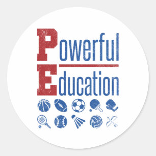 PE Powerful Education PE Teacher Classic Round Sticker